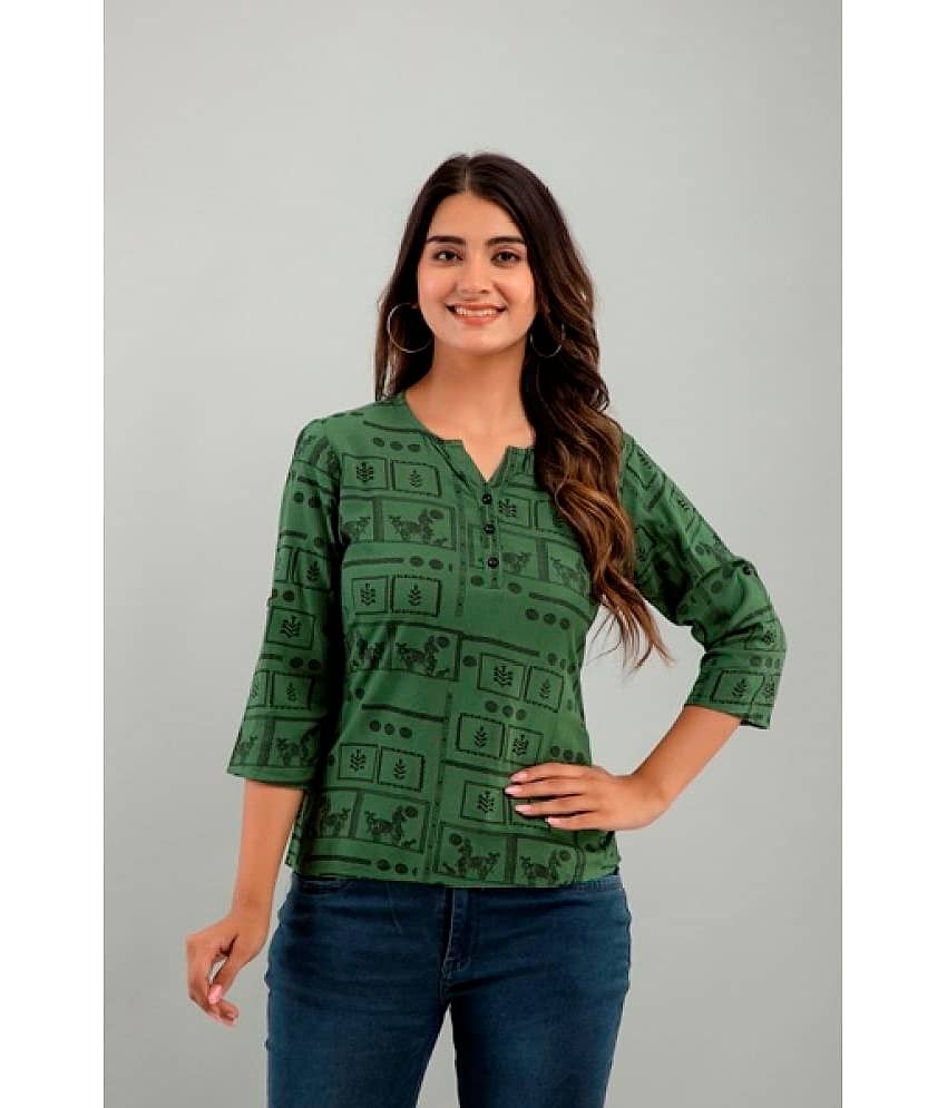 FabbibaPrints Women's Rayon Regular Top ( Green )