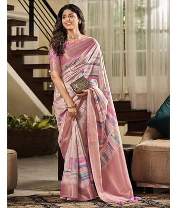 Satrani Silk Printed Saree With Unstitched Blouse Piece ( Mint Green )