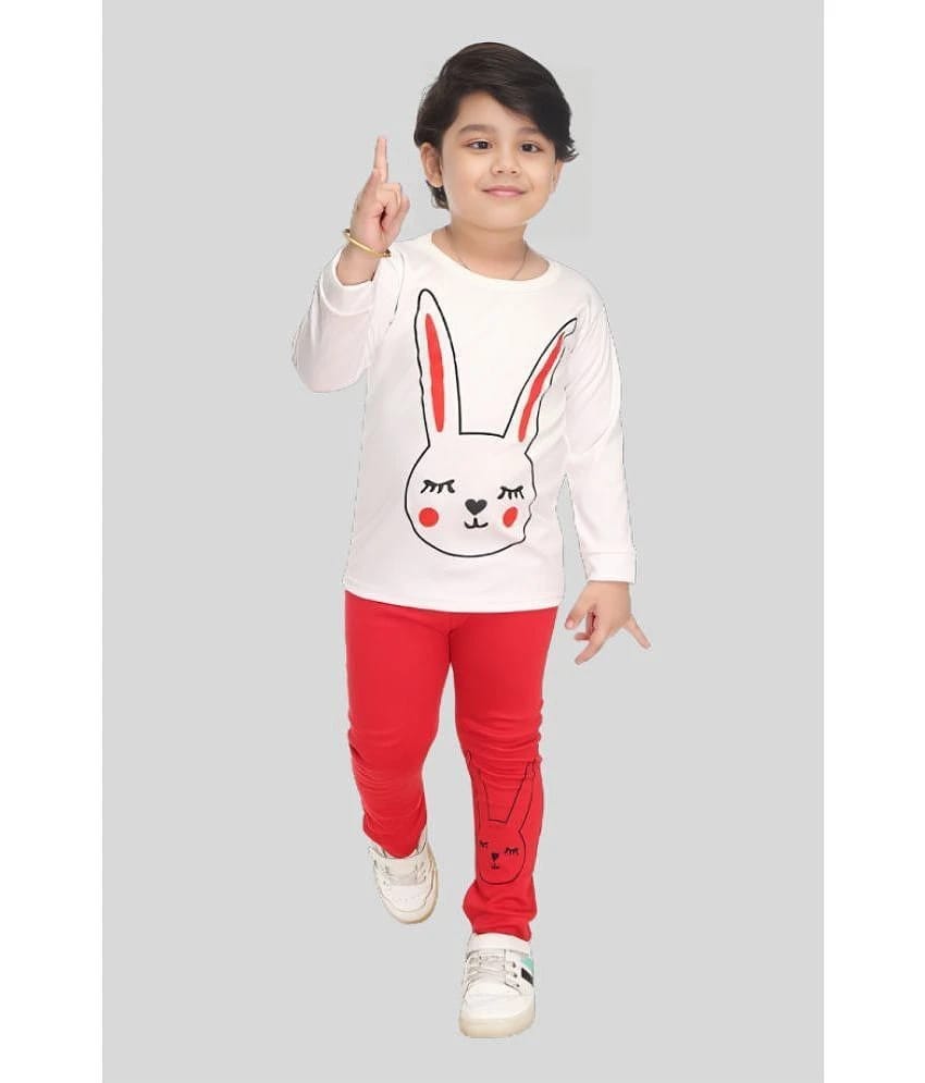 s muktar garments Red Cotton Boys T-Shirt & Pants ( Pack of 1 ) - None