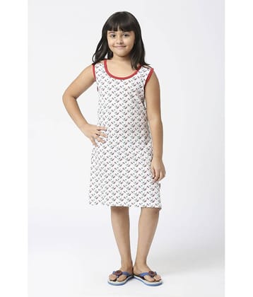 Sini Mini Cotton A-line Dress For Girls ( Pack of 1 , Red )