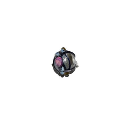 Wedding Cake Beads (Vintage) Handmade Lampwork Glass Beads (Round), VGM-085-Per Packet 25 Pcs / 10 MM / Gray