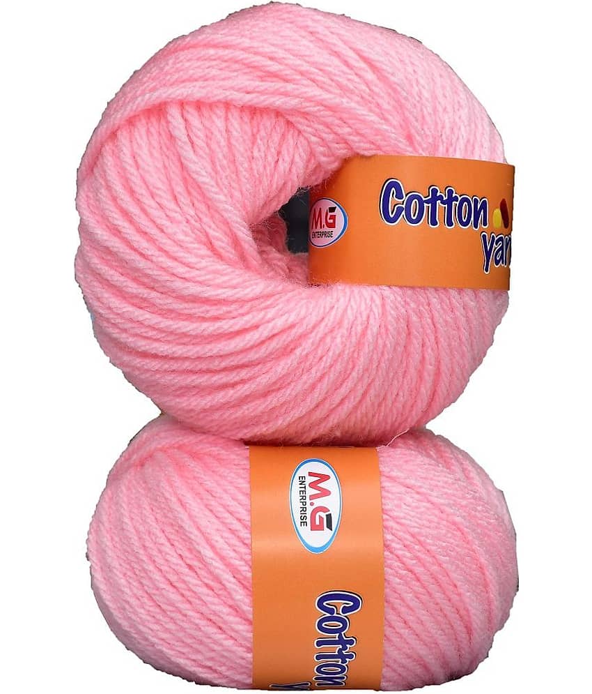 M.G ENTERPRISE Cotton Yarn Baby Acrylic Wool CY-Pink (150 gm) Baby Soft 4 ply Wool Ball Hand Knitting Wool/Art Craft Soft Fingering Crochet Hook Yarn, Needle Knitting Yarn Thread Dye MM