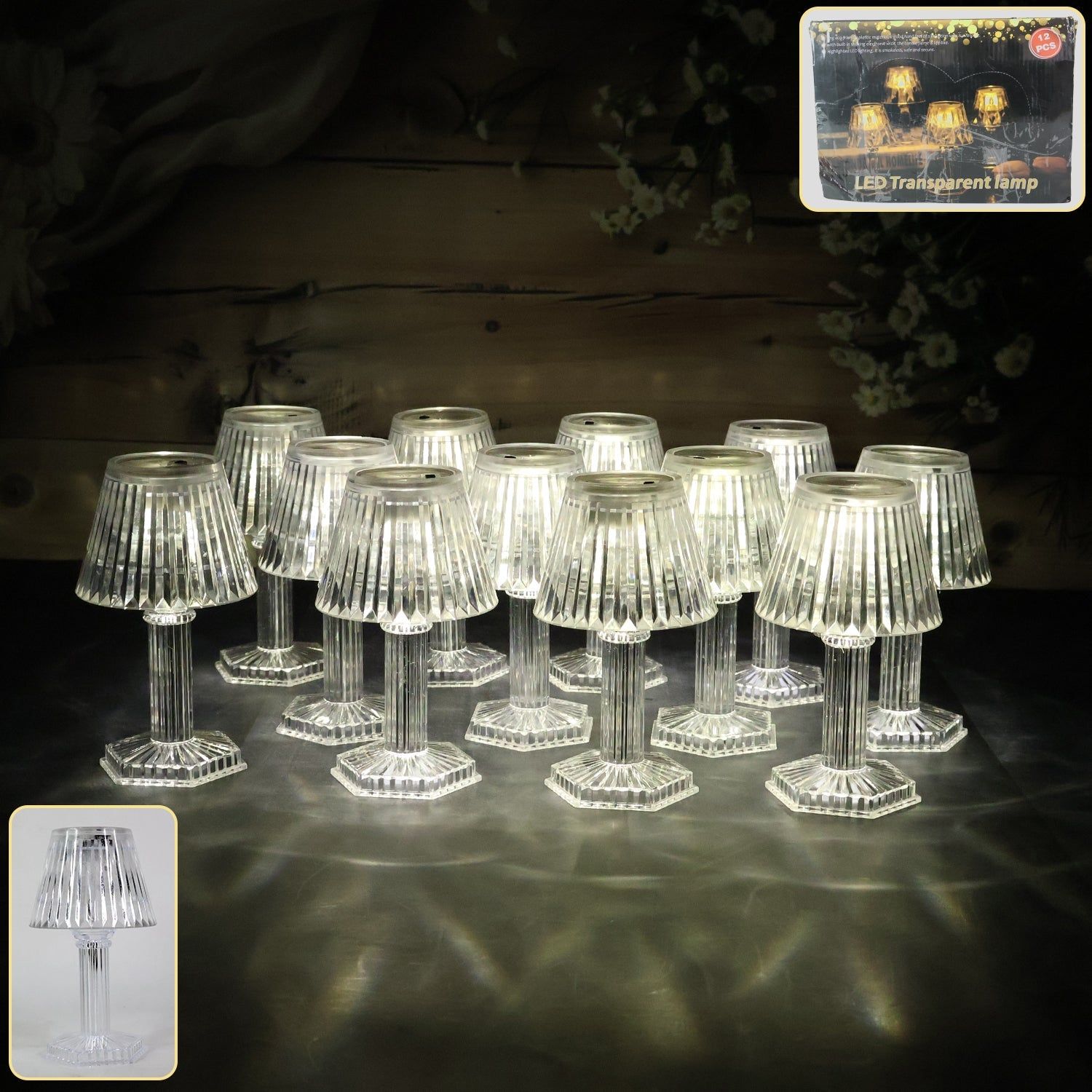 Decorative Crystal Style LED Table Lamps (12 Pc)