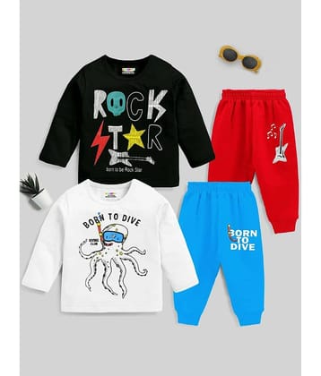 Kuchipoo Pack of 2 Boys Cotton Blend T-Shirt & Trackpants Set ( Multicolor 3 )
