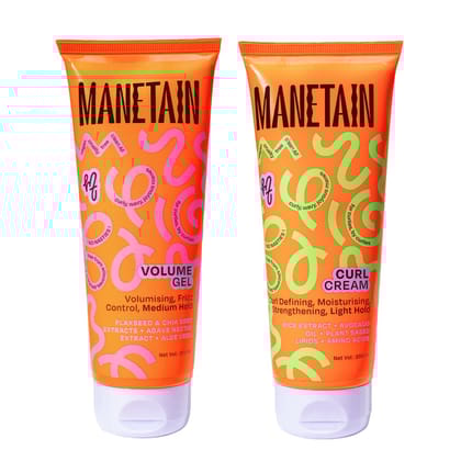 Manetain Set Of 2 Curl Cream & Volume Gel For Define Kit - 200 ml Each