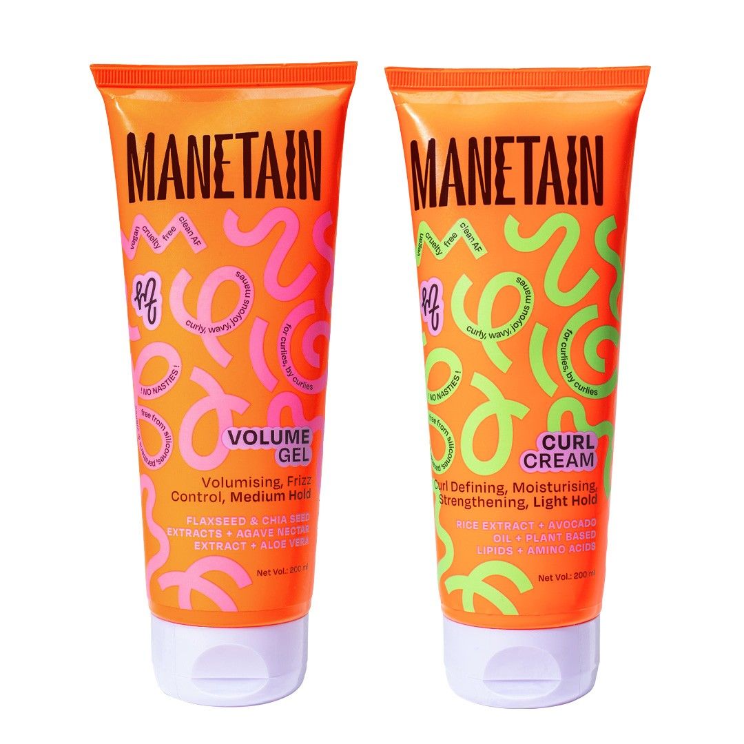 Manetain Set Of 2 Curl Cream & Volume Gel For Define Kit - 200 ml Each