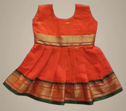 MOM AND ME FASHION Orange Cotton Silk Frock (12-18 Months) | Premium Ethnic Wear | Festive MOM AND ME FASHION Orange Cotton Silk Frock (12-18 Months) | Premium Ethnic Wear | Festive