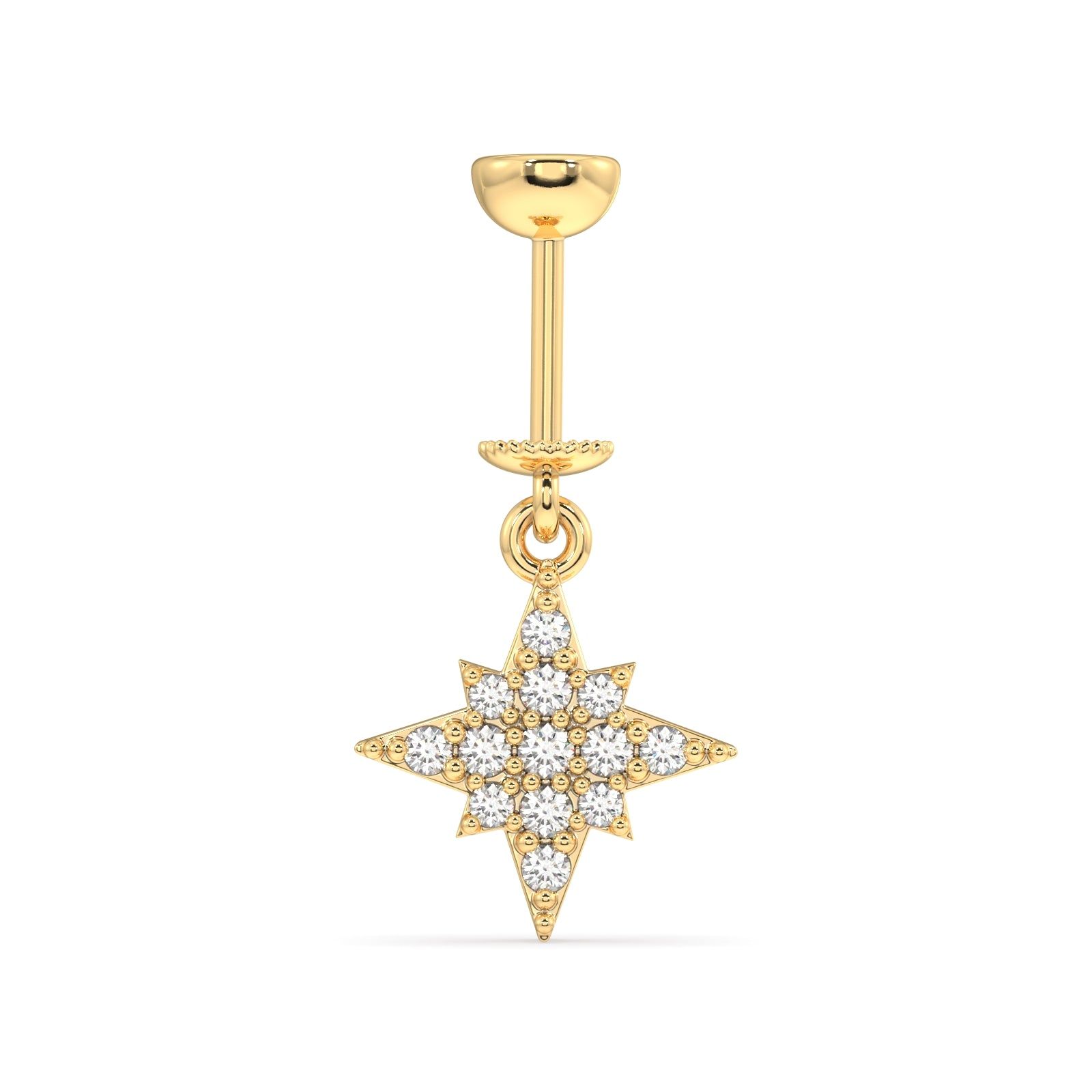 Zircon star - Helix Hanging - 14k gold plated-Screw attachment