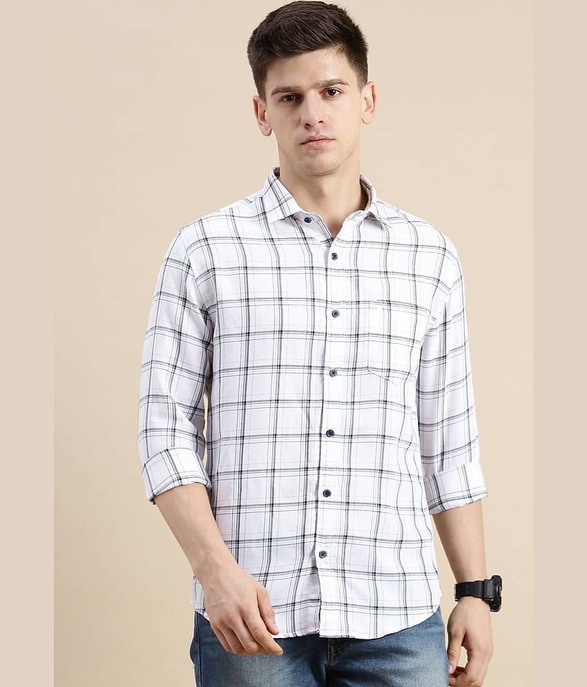 Showoff Cotton Blend Regular Fit Checks Full Sleeves Men's Casual Shirt - Off-White ( Pack of 1 )