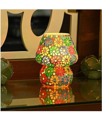 Somil Decorative Colorful Mosaic, B22 Pin Type Holder Glass Table Lamp - Pack of 1