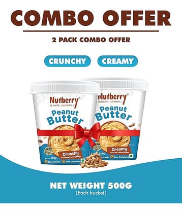 Nutberry 1 kg Crunchy Nut Butter ( Pack of 2 )
