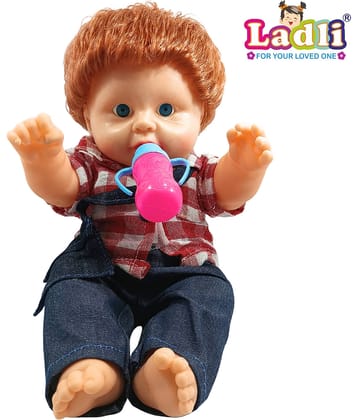 Little Golu Teddy Boy Toy in Printed Dress Doll for Kids Moveable Hands & Legs