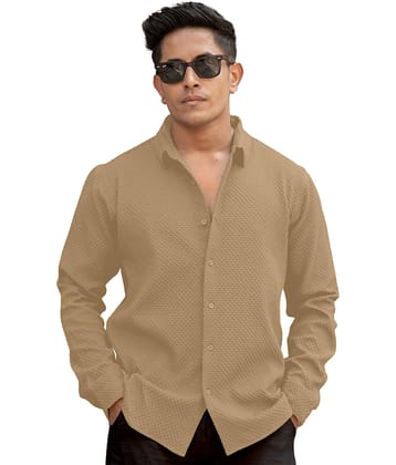 WEBRIC Cotton Blend Regular Fit Popcorn Textured Full Sleeves Men's Casual Shirt - Cream ( Pack of 1 )