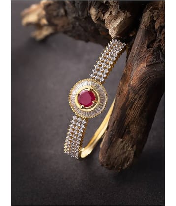 Priyaasi Stylish Gold Plated Round American Diamond Bracelet For Women And Girls