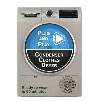 Bosch 9 kg Fully Automatic Front Load Condenser Tumble Dryer | 100% Drying, 0% Effort | 5 Drying Options |Reduces 99.9% Allergens |Ready-to-Wear No Crease (2026 model,WPG24108IN,Silver Inox) Bosch 9 kg Fully Automatic Front Load Condenser Tumble Dryer | Bosch 9 kg Fully Automatic Front Load Condenser Tumble Dryer | 100% Drying, 0% Effort | 5 Drying Options |Reduces 99.9% Allergens |Ready-to-Wear No Crease (2026 model,WPG24108IN,Silver Inox) Bosch 9 kg Fully Automatic Front Load Condenser Tumble Dryer |