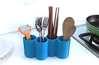 CONNECTWIDE® Cutlery Holder Crafted of Hard Solid BPA Free,Lightweight Dishwasher Safe and Easy to Clean.(1 pc) (Blue)