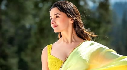 Alia Bhatt Yellow Georgette Saree (Color - Yellow) by SHIV TEXTILES