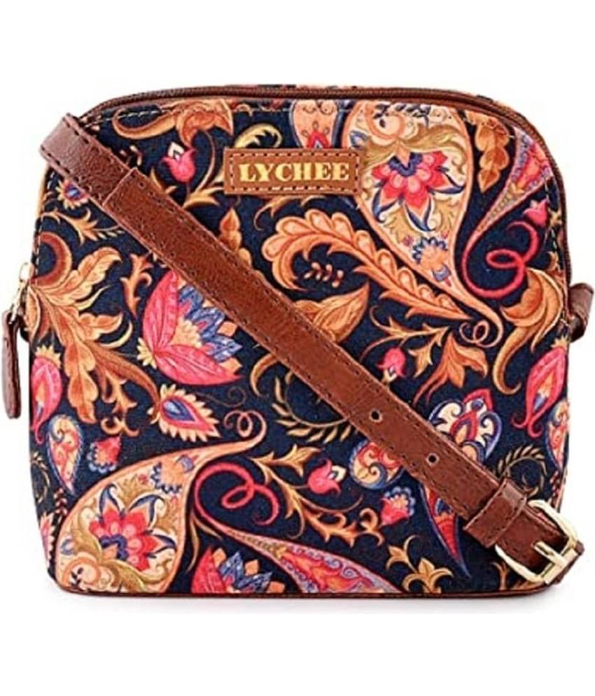 Lychee Bags Sling Bag Canvas Set of 1 ( Black )