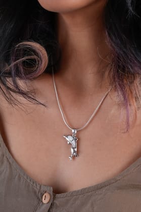 White Opal Silver Dolphin Pendant