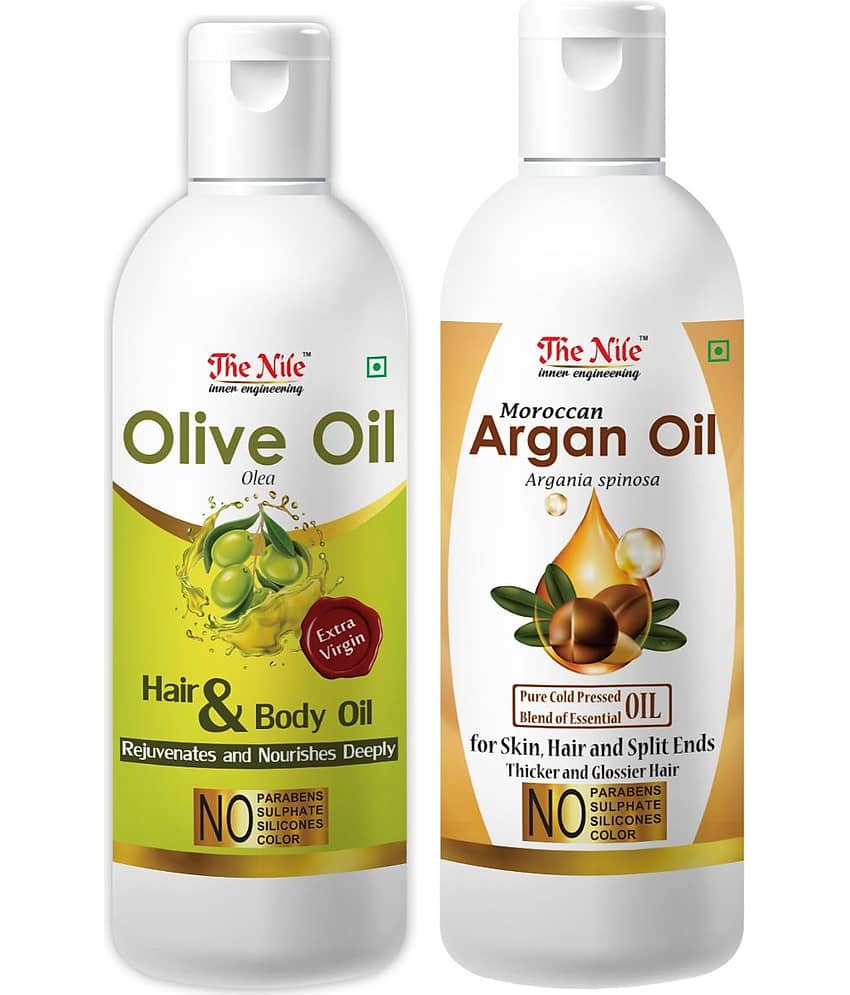 The Nile Olive Oil 100 ML + Moroccan Argan 150 ML  Hair & Skin Care 350 mL Pack of 2