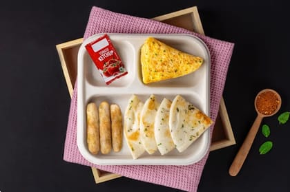 Double Omelette & Sausages With Masala Bread