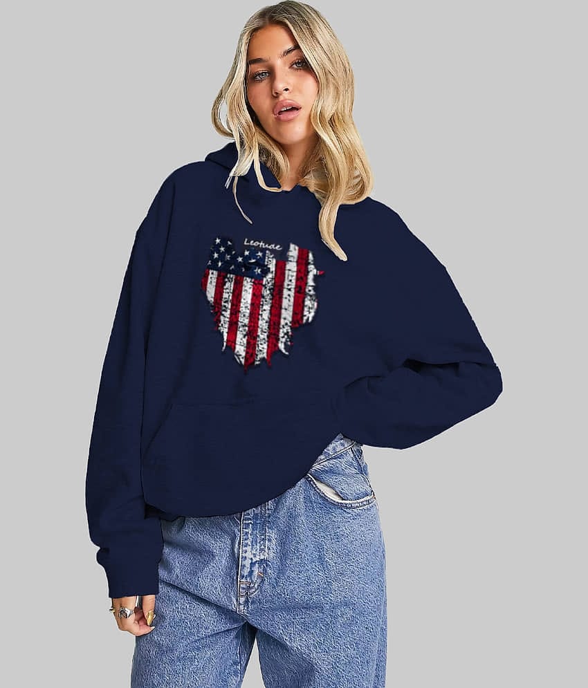 Leotude Fleece Women's Hooded Sweatshirt ( Navy )