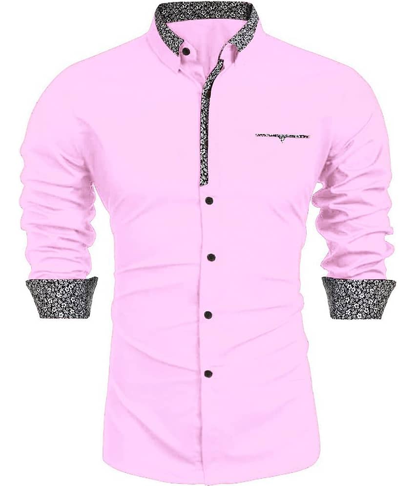 WEBRIC Cotton Blend Regular Fit Printed Full Sleeves Men's Casual Shirt - Pink ( Pack of 1 )
