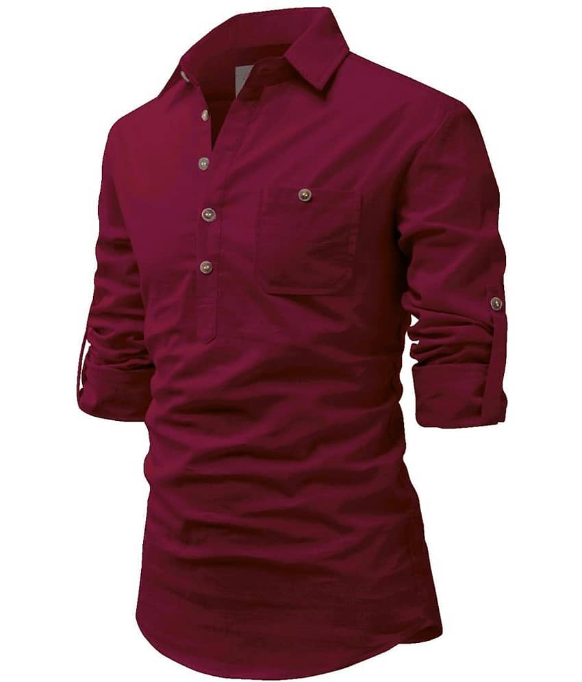 TrendiVastra Pink Cotton Blend Men's Shirt Style Kurta ( Pack of 1 )