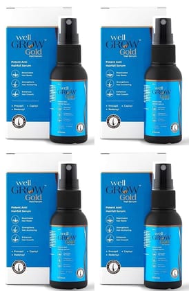 Brinton WellGrow Gold Hair Growth Serum with Redensyl Capixyl & Procapil for Hair Fall Control & Repair | Strengthens & Enhances Hair Growth 30 ml x Pack of 4