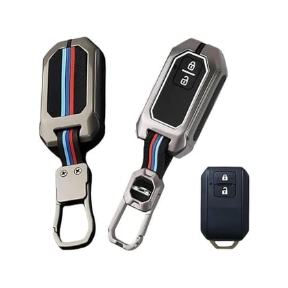 Premium Metal Key Cover Compatible with Suzuki 2-Button Smart Key  Fits Baleno, Grand Vitara, XL6, Swift, Brezza, Celerio, Ignis, Ertiga, Dzire.