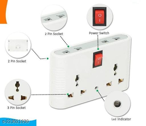 3 pin multi plug point cordless wall socket universal sockets and 1 switches whitepack of 1