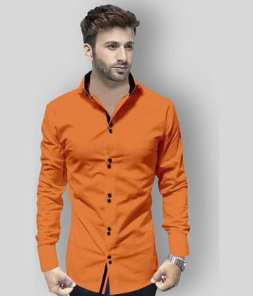 P&V - Orange Cotton Blend Slim Fit Men's Casual Shirt (Pack of 1)