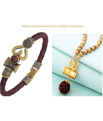 PAYSTORE Combo of Rudraksha OM Trishul Damroo braclet and cap damru mala