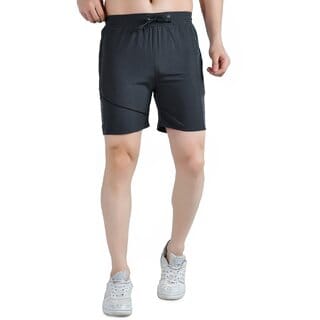 Kwings Men's Running & Gym Shorts - Piping Design Lycra Blend with 2 Zipper Pockets for Maximum Comfort