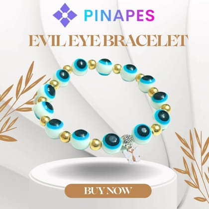 Pinapes White Butterfly & Evil Eye Charm Bracelet for Women