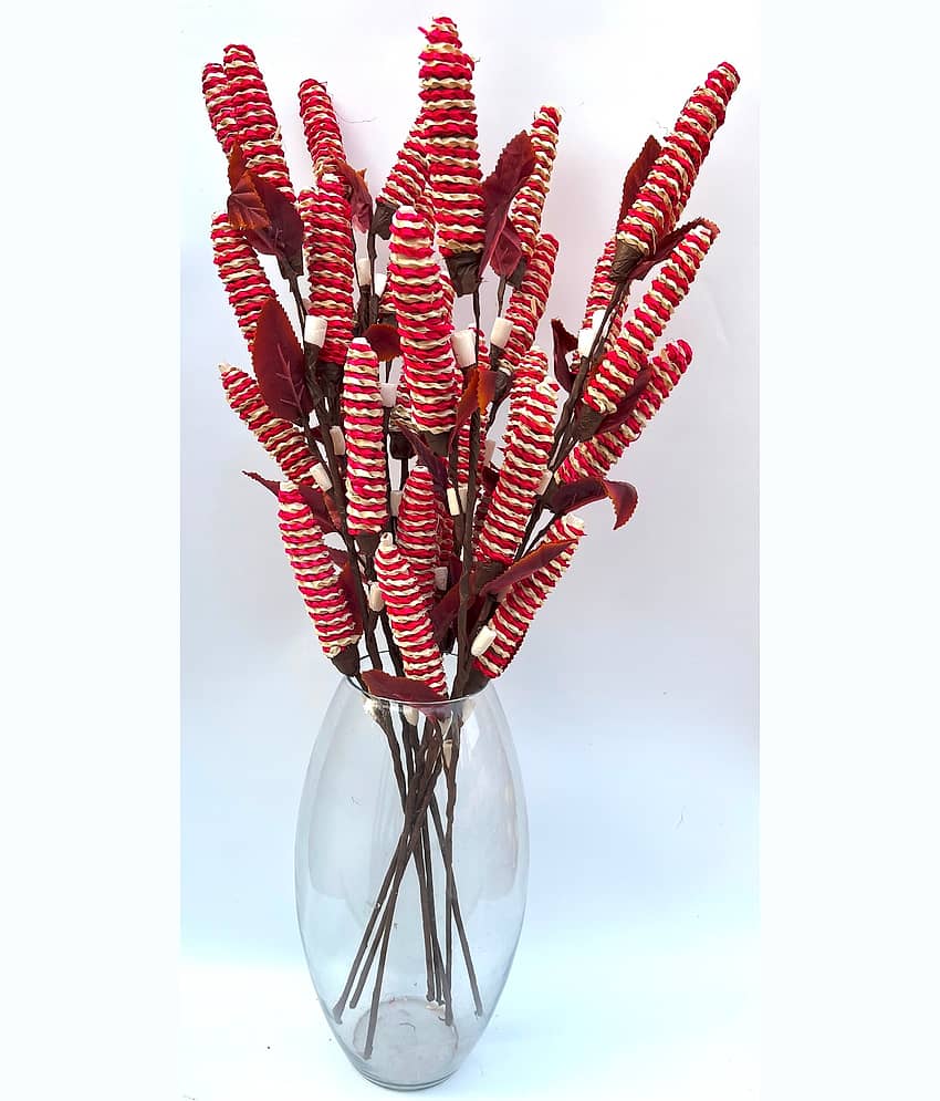 PUPRIWALL - Red Palm Artificial Flower ( Pack of 1 )