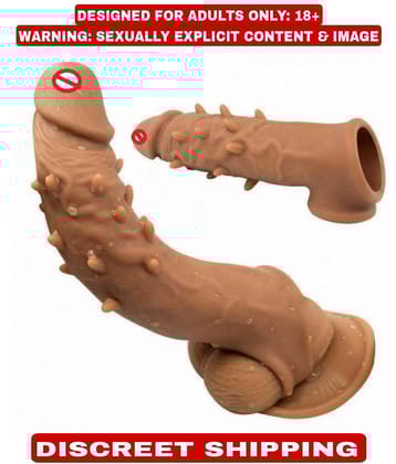 JUMBO HEAD DOUBLE HOLE PENIS EXTANDER REUSABLE CHOCOLATE SLEEVE FOR MEN BY KAMAHOUSE