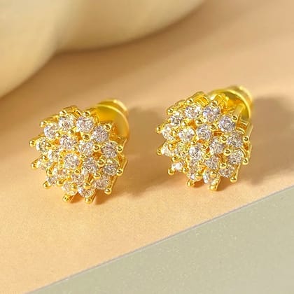Mili 18K Gold plated zircon earrings-Golden