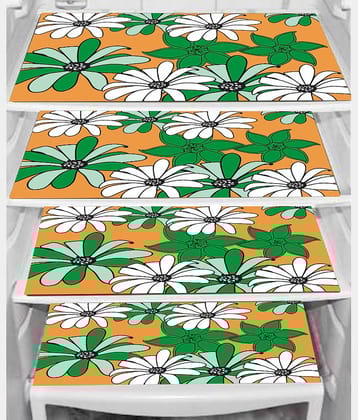 PVC Printed Rectangular Fridge Mats 29x44 cms ( Pack of 4 ) Red