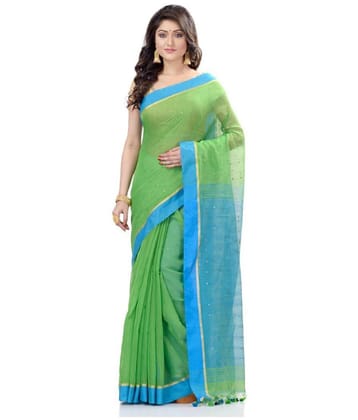 Desh Bidesh Green Bengal Handloom Saree - Single