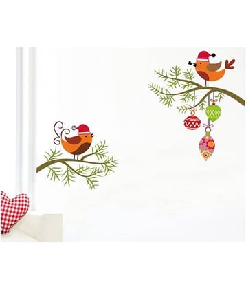 Asmi Collection Tree Branches Swinging Love Birds Romance & Love Sticker ( 100 x 100 cms )