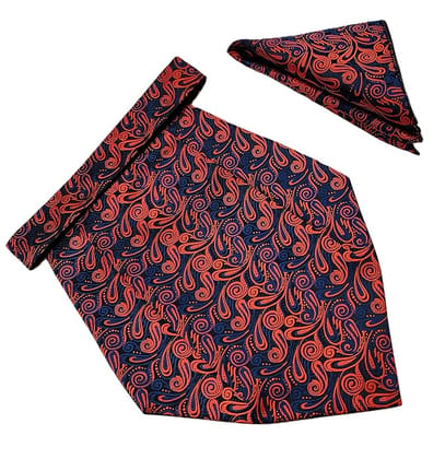 VOICI France Mens Paisley Cravat ascot NeckTie Pocket Square Microfiber Fabric Free Size-Red Blue 1 VOICI France Mens Paisley Cravat ascot NeckTie Pocket Square Microfiber Fabric Free Size-Red Blue 1
