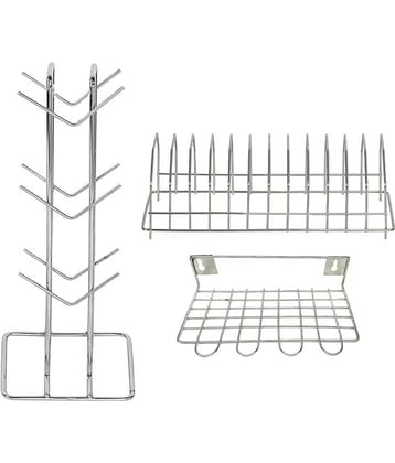 JISUN - Silver Stainless Steel Storage Racks ( Pack of 3 )