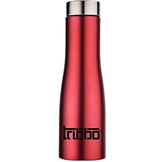 TRIBBO Stainless Steel Water Bottle 1 litre Water Bottles For Fridge School,Gym,Home,office,Boys   Girls Kids Leak Proof(REDSTEEL CAP SET OF 1 1000 ML Model-Flora)