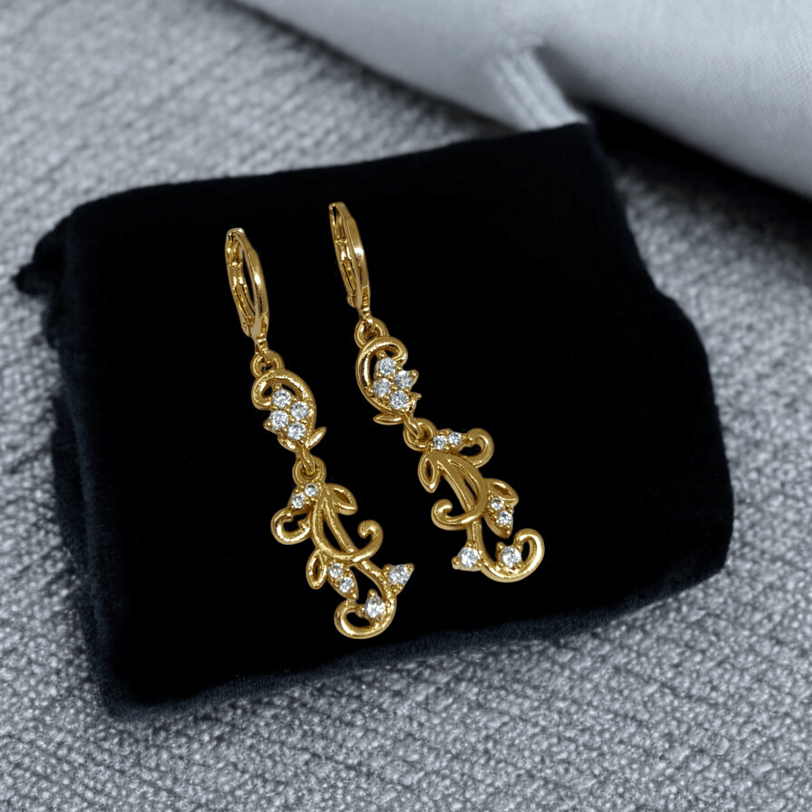 Gold-Plated Earrings with Diamonds
