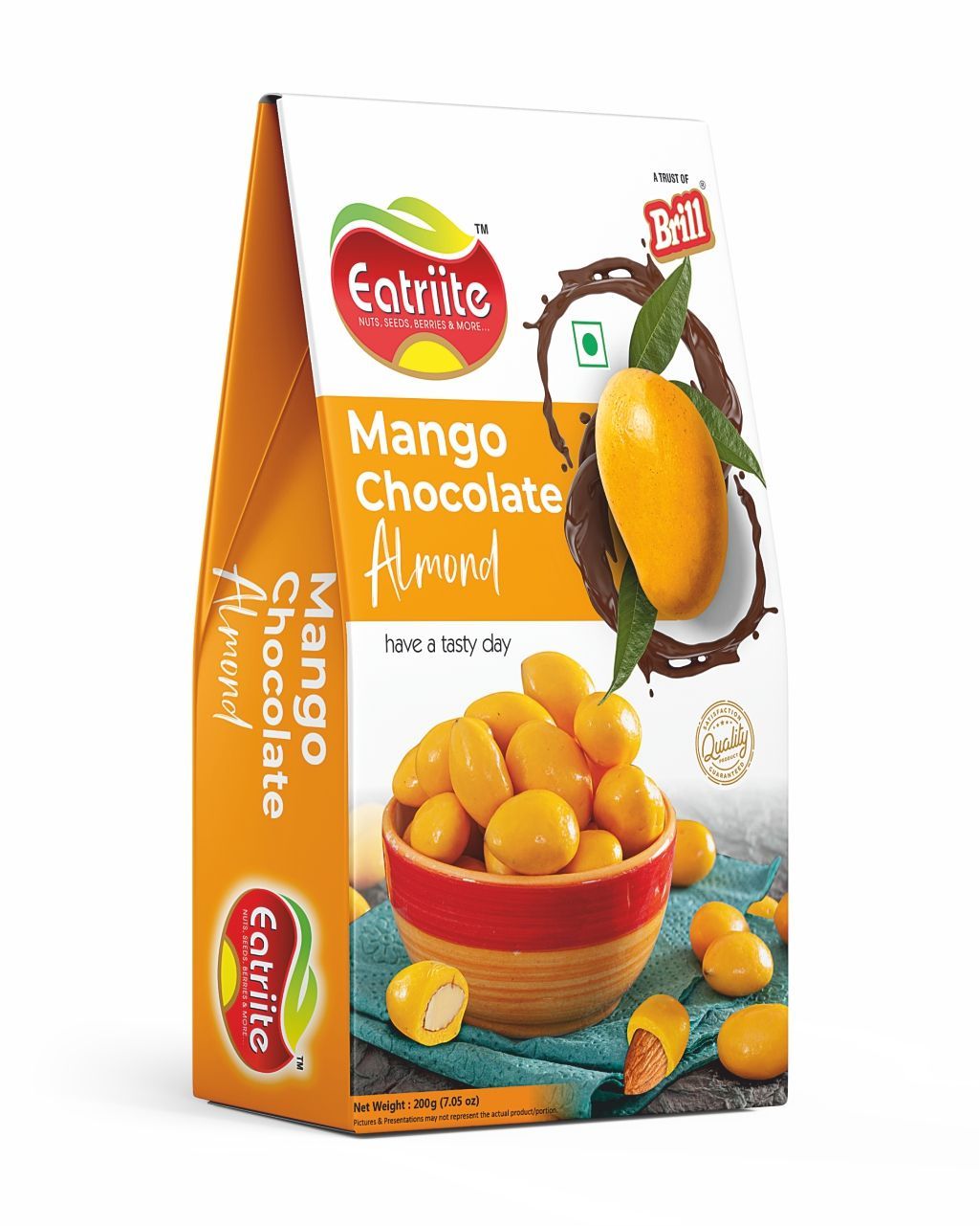 Eatriite Almond Mango Chocolate (Mango-Chocolate Coated Whole Badam) Bites, 200 gm