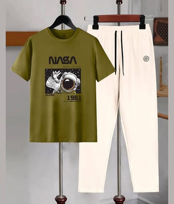 AUSK Green Cotton Blend Relaxed Fit Men's Tracksuit ( Pack of 1 )