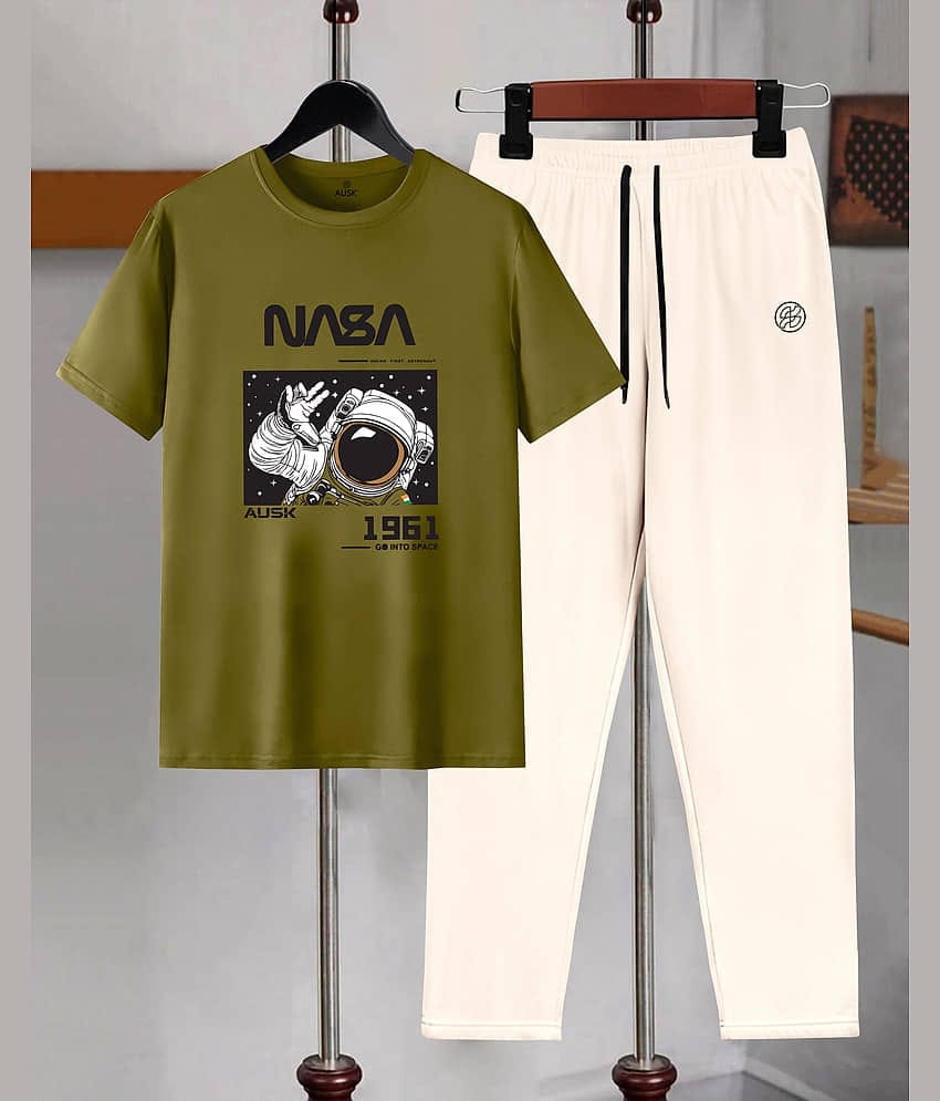 AUSK Green Cotton Blend Relaxed Fit Men's Tracksuit ( Pack of 1 )