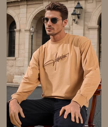 Bene Kleed Cotton Round Neck Men's Sweatshirt - Khaki ( Pack of 1 )