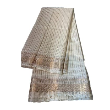 Women's Bhagalpuri Handwoven Mini Checks Semi Tussar Soft Silk Saree